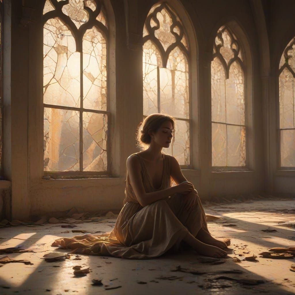 Ethereal Moment in Abandoned Church