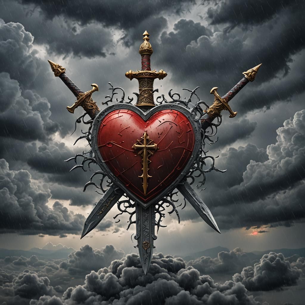 Three of Swords Tarot Card in HDR