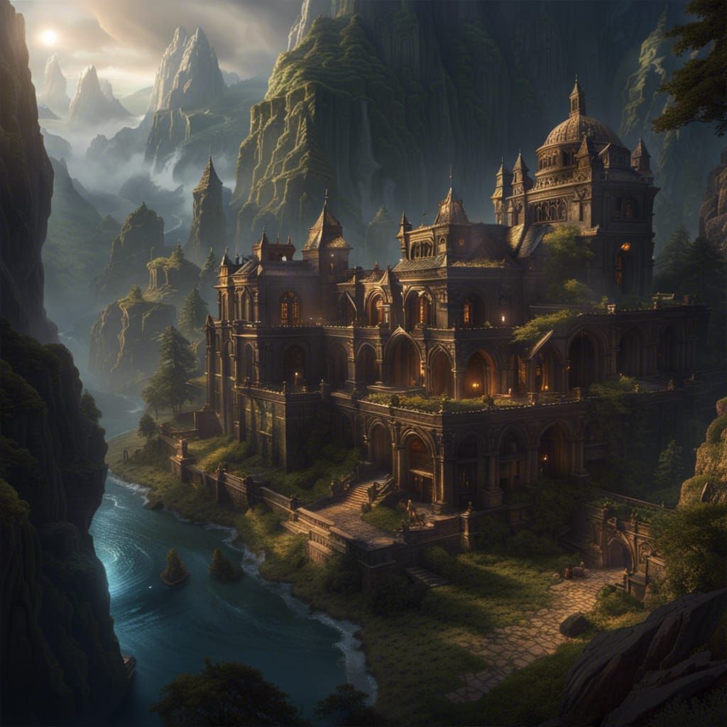 Detailed Fantasy Map: Epic Cinematic Digital Painting