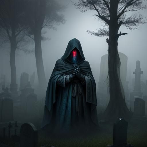 Ghostly Spirit in Haunted Cemetery Concept Art
