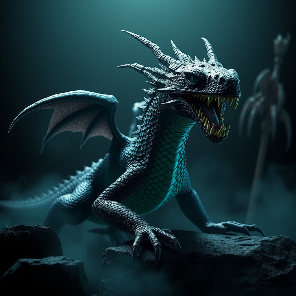 Menacing Basilisk in Fantasy Concept Art Style