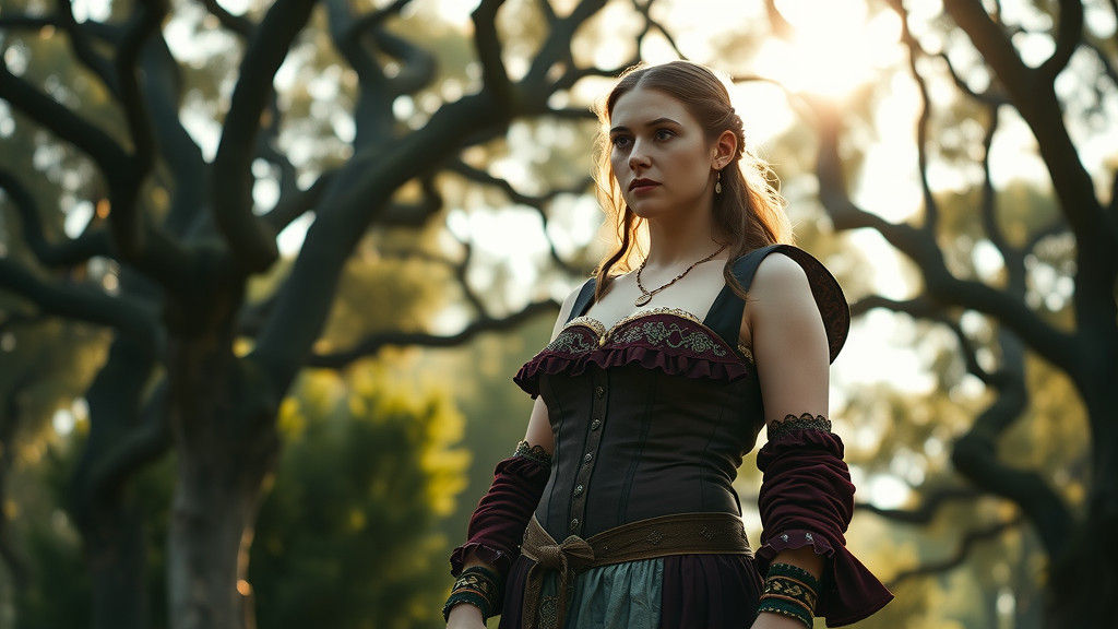 Regal Spanish Woman in Mediterranean Forest