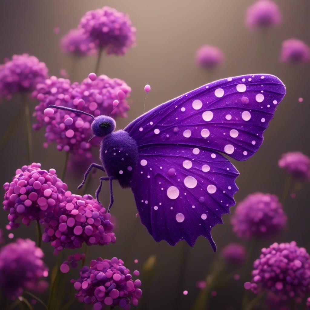Purple Polka Dot Butterfly in Dreamy Focus