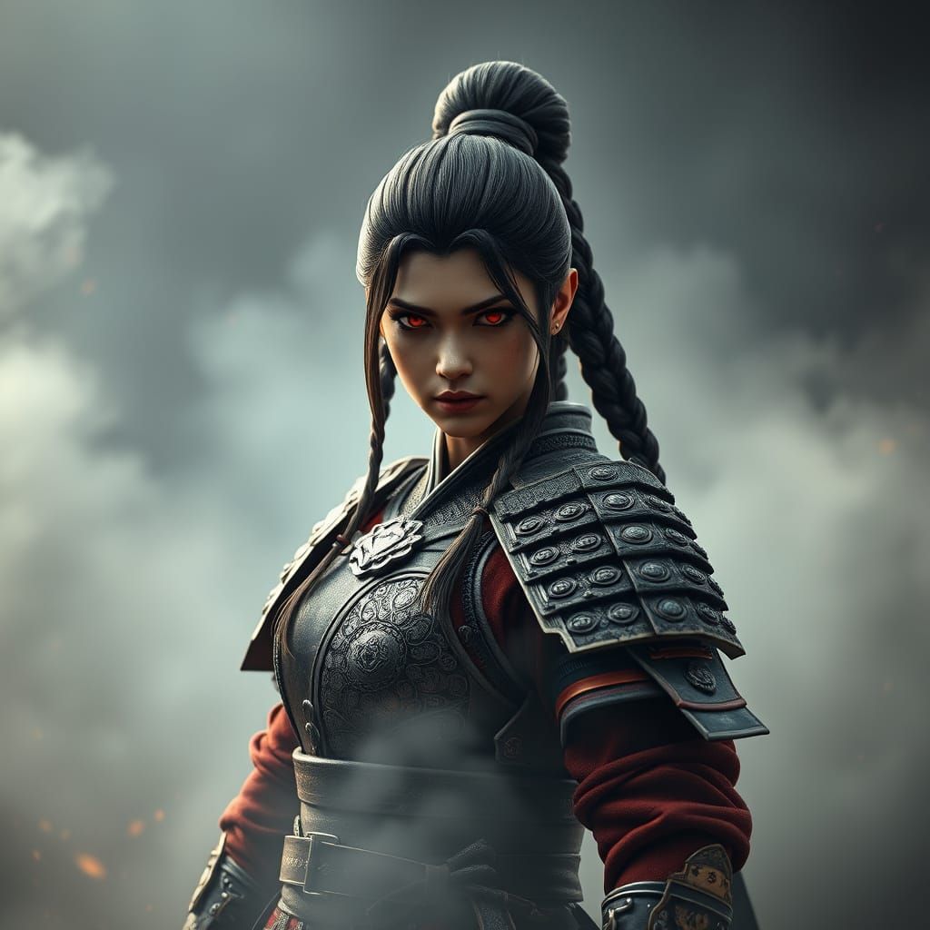 Ethereal Samurai Warrior in 3D Cinematic Style