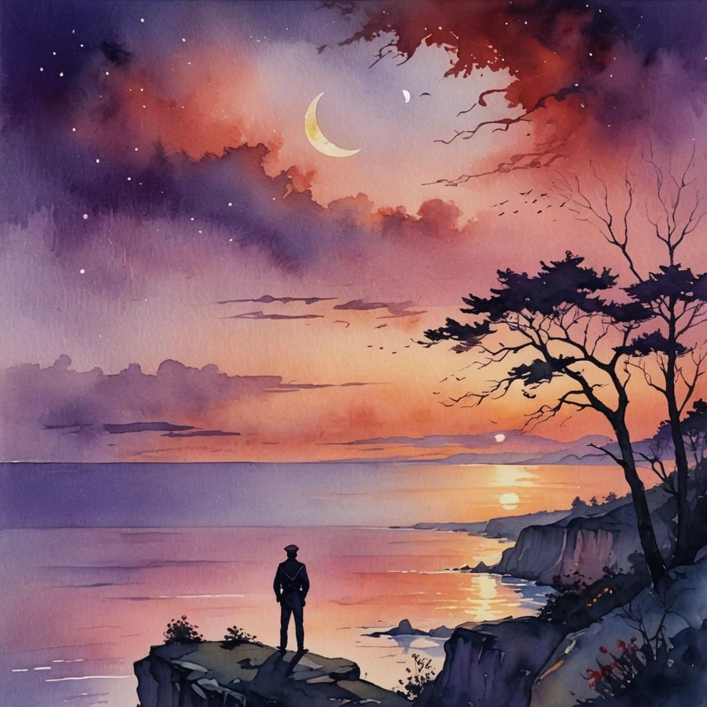 Sailor's Red Sky at Night: Turner-esque Landscape