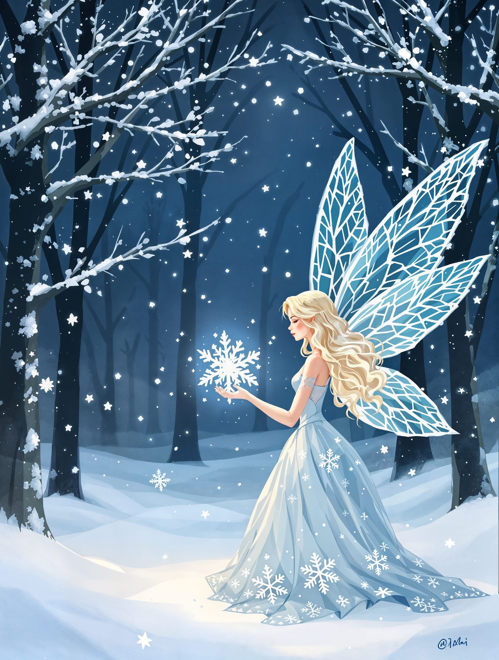 Enchanted Winter Fairy in Icy Pastels