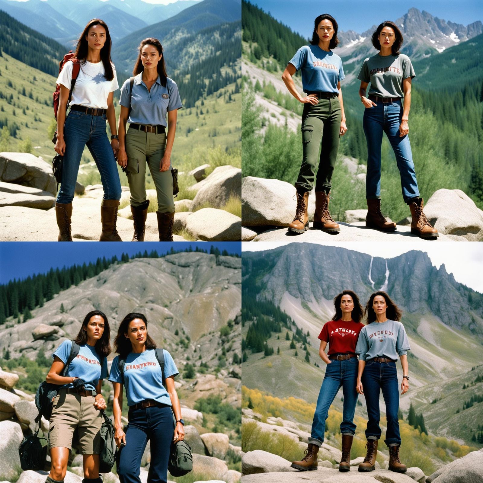 Brunette Hikers at Mountain Campus, 1990s Movie Style
