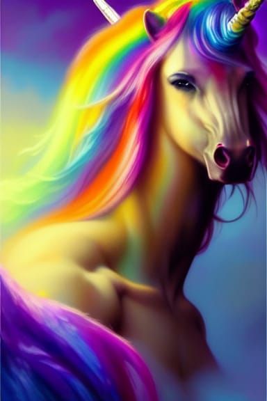 Majestic Unicorn Goddess Portrait in Digital Art