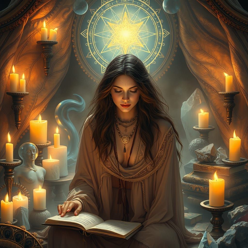Mystical Numerology Practice in Fantasy Art Style
