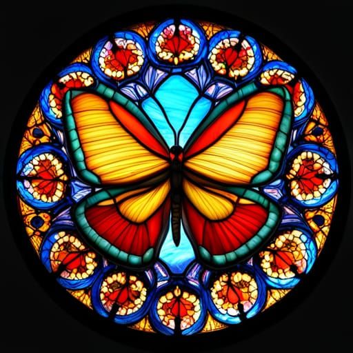 Butterfly Stained Glass Window in HDR