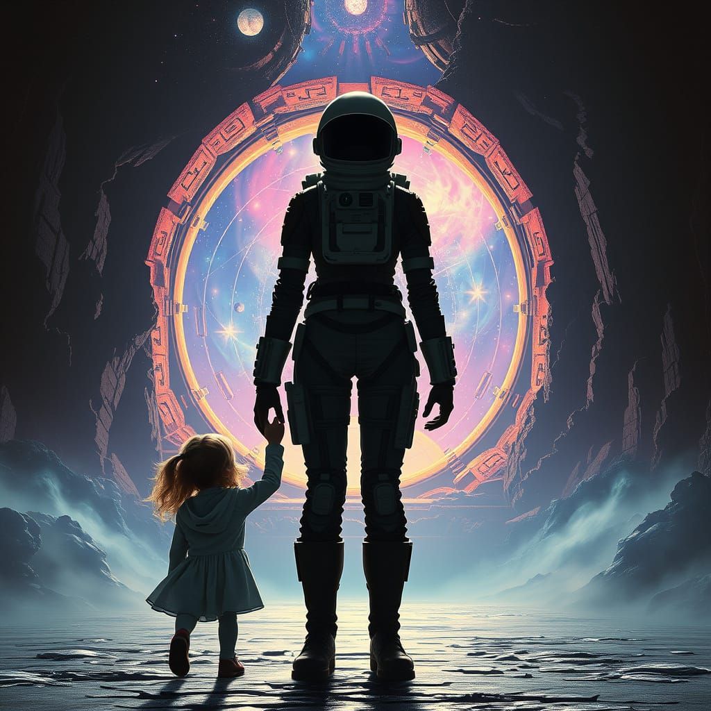 Cosmic Steampunk Odyssey: A Lone Figure's Journey