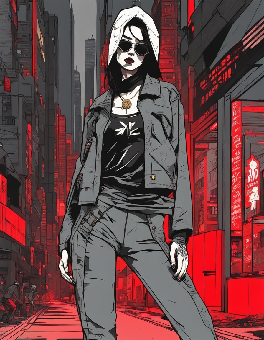 Cyberpunk Hacker Assassin in Hyperdetailed Street Art