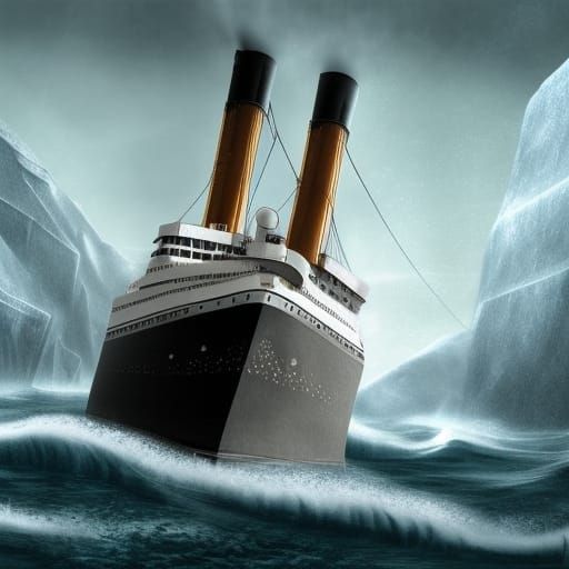 Hyperrealistic Titanic in Haunted Winter Landscape