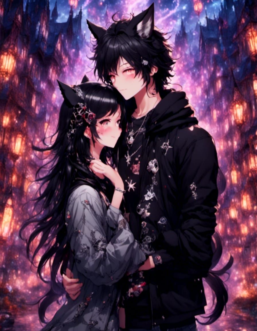 Wolf Demon Kissing a Demon Woman