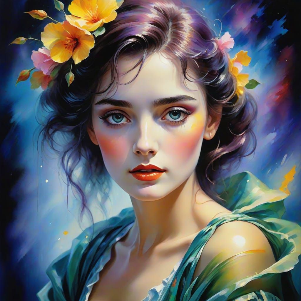 Ethereal Portrait in Chiaroscuro Style