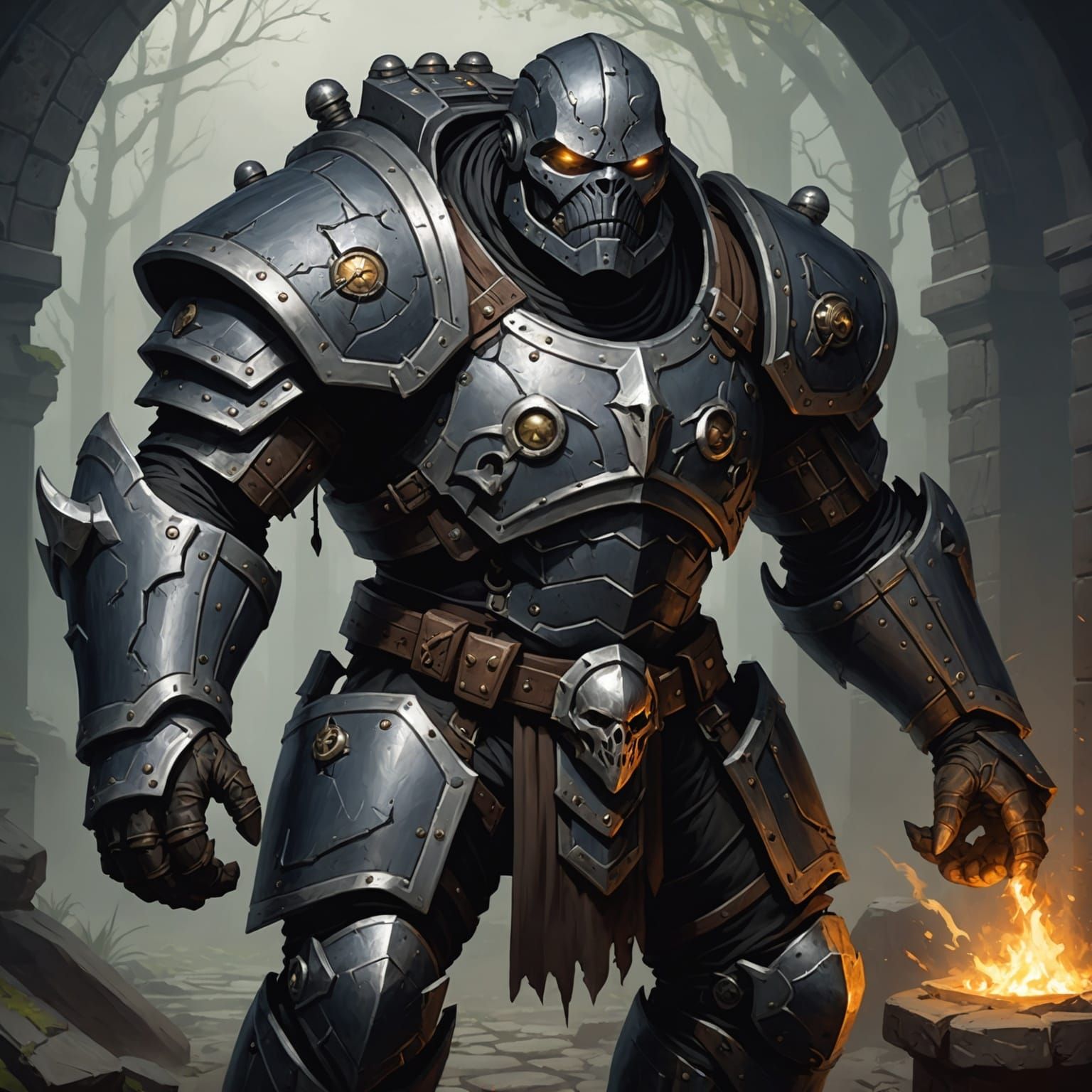 Shadowforged Golem Portrait in Pathfinder RPG Style