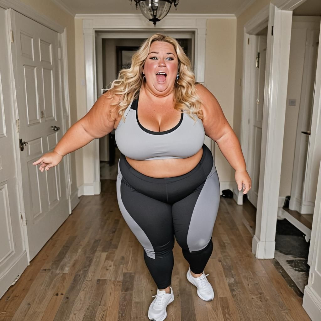 Overweight Woman's Tantrum in a Lavish Mansion