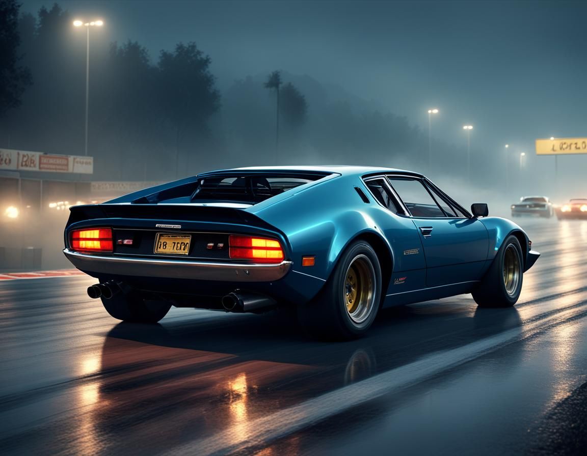 De Tomaso Pantera on Race Track at Night