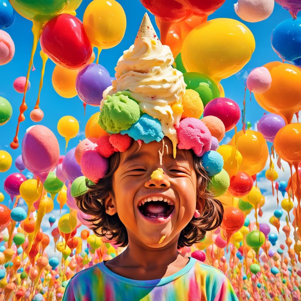 Impish Child with Melting Ice Cream Cone
