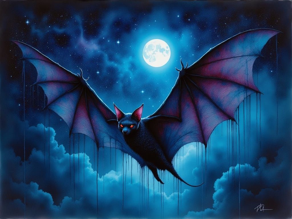 Vampire Bat in Ethereal Flight, Inspired by Dark Fantasy and...
