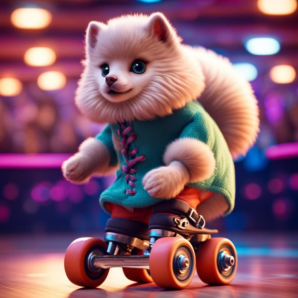 Cute Furry Animal on Roller Skates