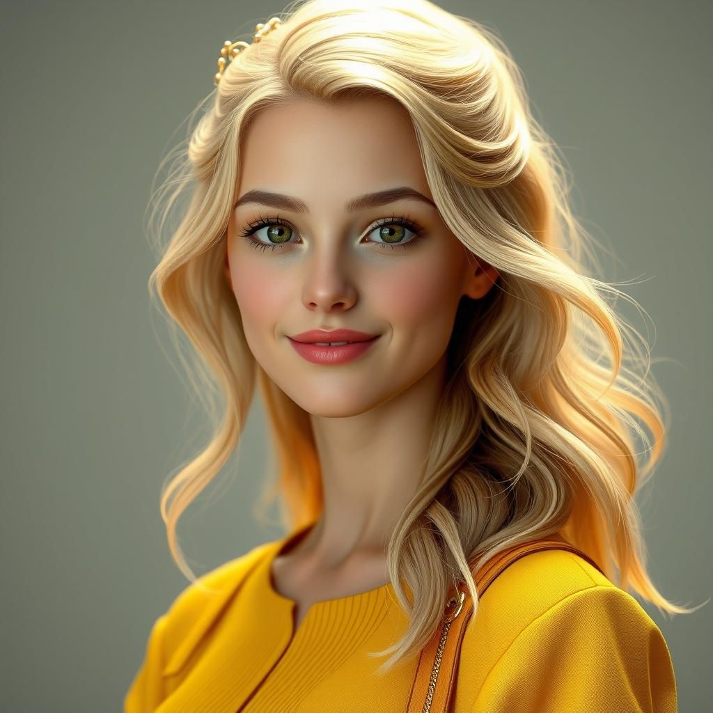 Elegant Portrait of Blonde Woman in Art Nouveau Style