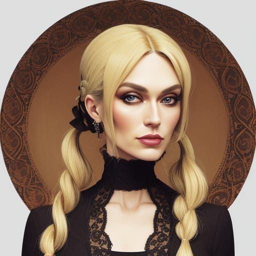 A sassy-looking middle-aged woman wearing her blonde hair in...