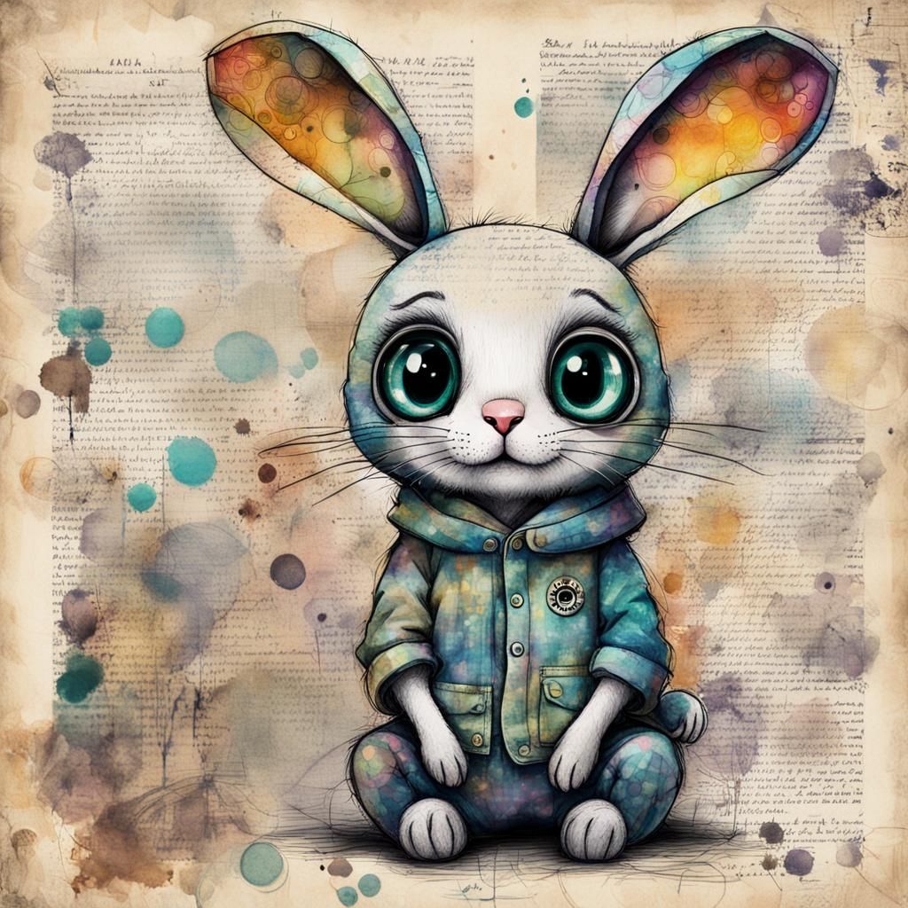 Cute Bunny Sketch in Pop Surrealism Style