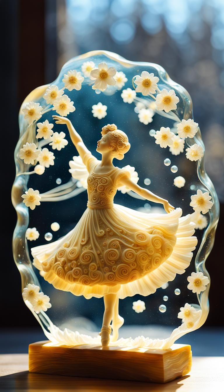 soap carving beautiful double exposure  vintage  sunbeams, cherry flowers  sci-fi sculptural  carving  on soap  ,  Slavi...