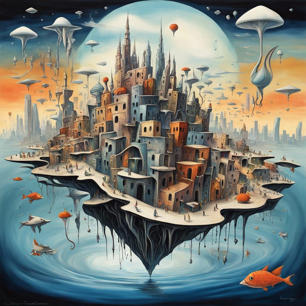 Surreal Cityscape Inspired by Dreamlike Visions