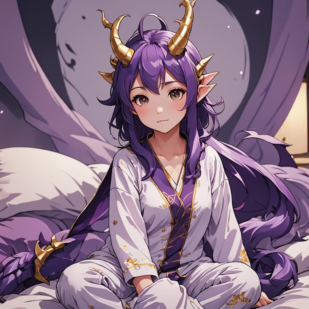 Dragon Girl in Pajamas: Cel-Shaded Anime Art