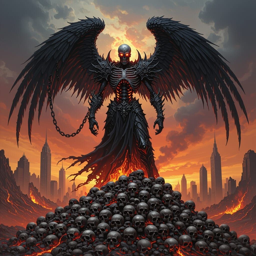 Demonic Archangel of Apocalypse in Dark Fantasy Horror Style