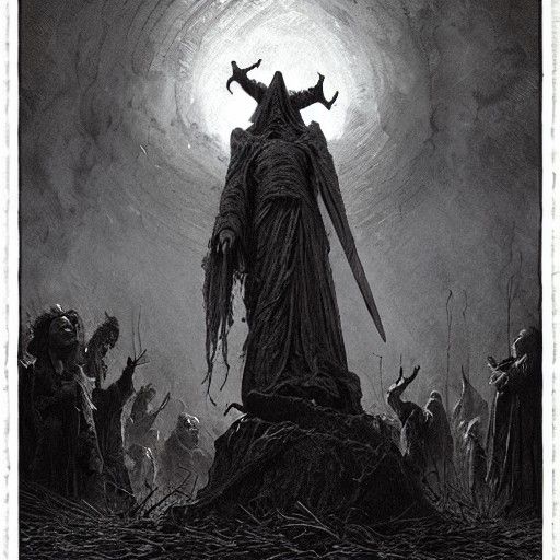 Horror Witch Burning in Doré Style