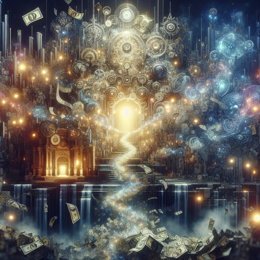 Dramatic Digital Matte Painting of Financial Abundance