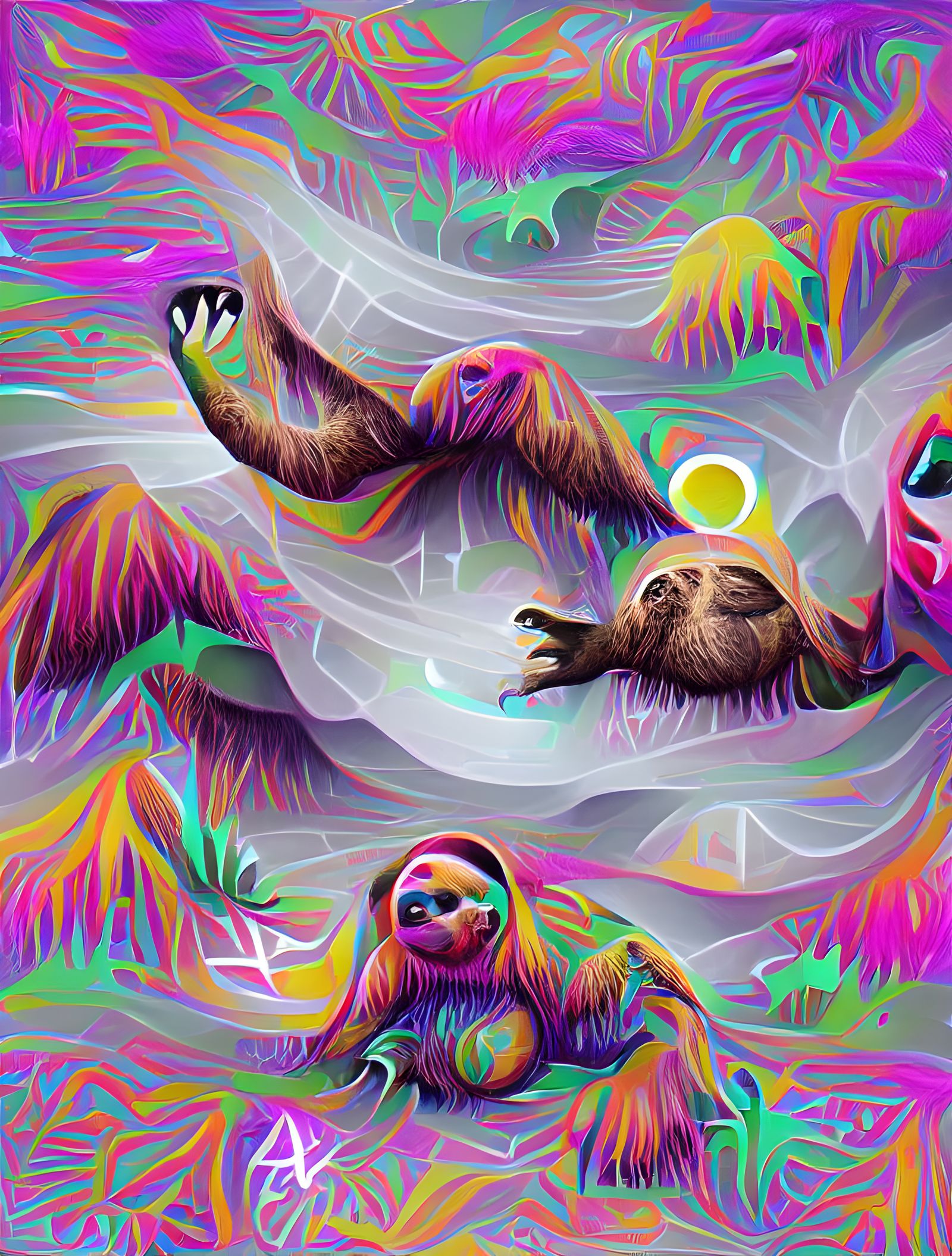 Super trippy digital illustration acid sloth