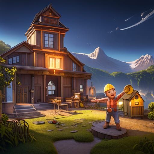 Detailed Matte Painting of Bob the Builder in 8k