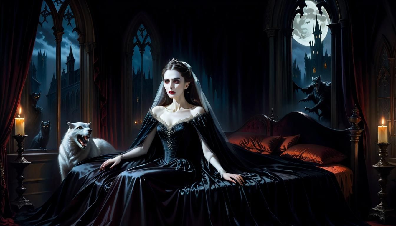 Dracula's Bride: A Gothic Oil Painting