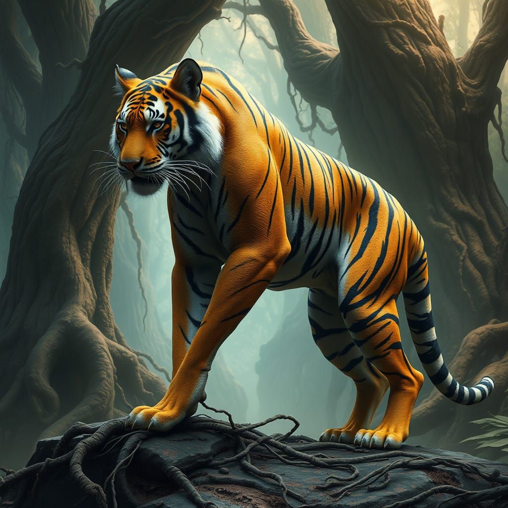 Majestic Tiger Guardian of the Ancient Forest