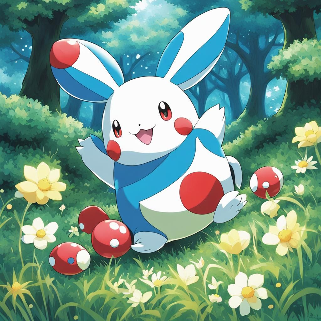 Anime Style Pokemon Character Inspired by Azumarill