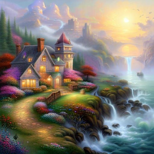 Endless Fractal Geometric Shapes in Ethereal Mist