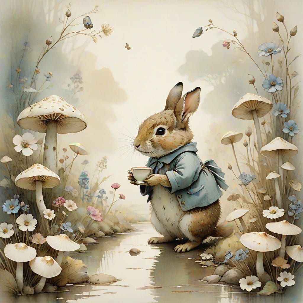 Whimsical Mixed Media Collage in Antique Style