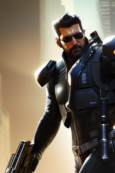 Adam Jensen Overwatch Character Portrait by Greg Manchess