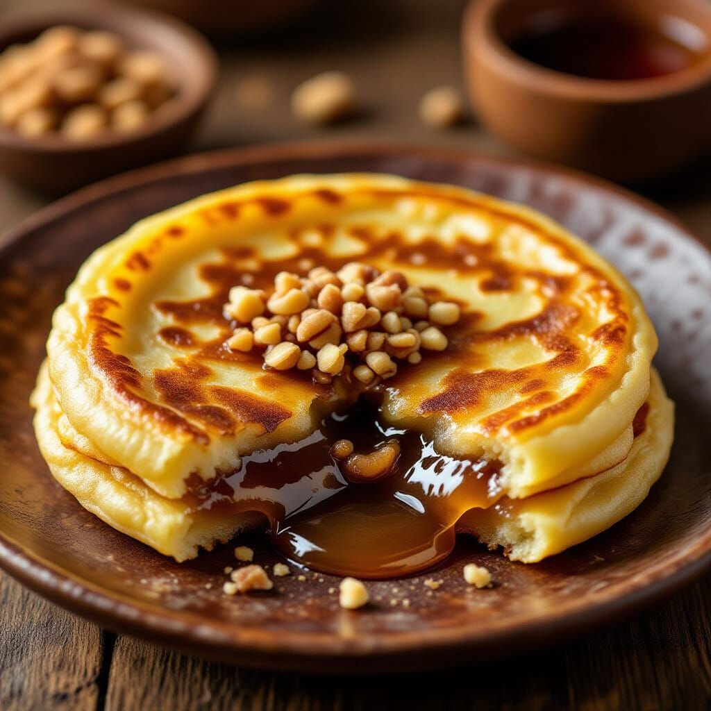 Mouthwatering Hotteok: Gooey Korean Pancake Close-Up