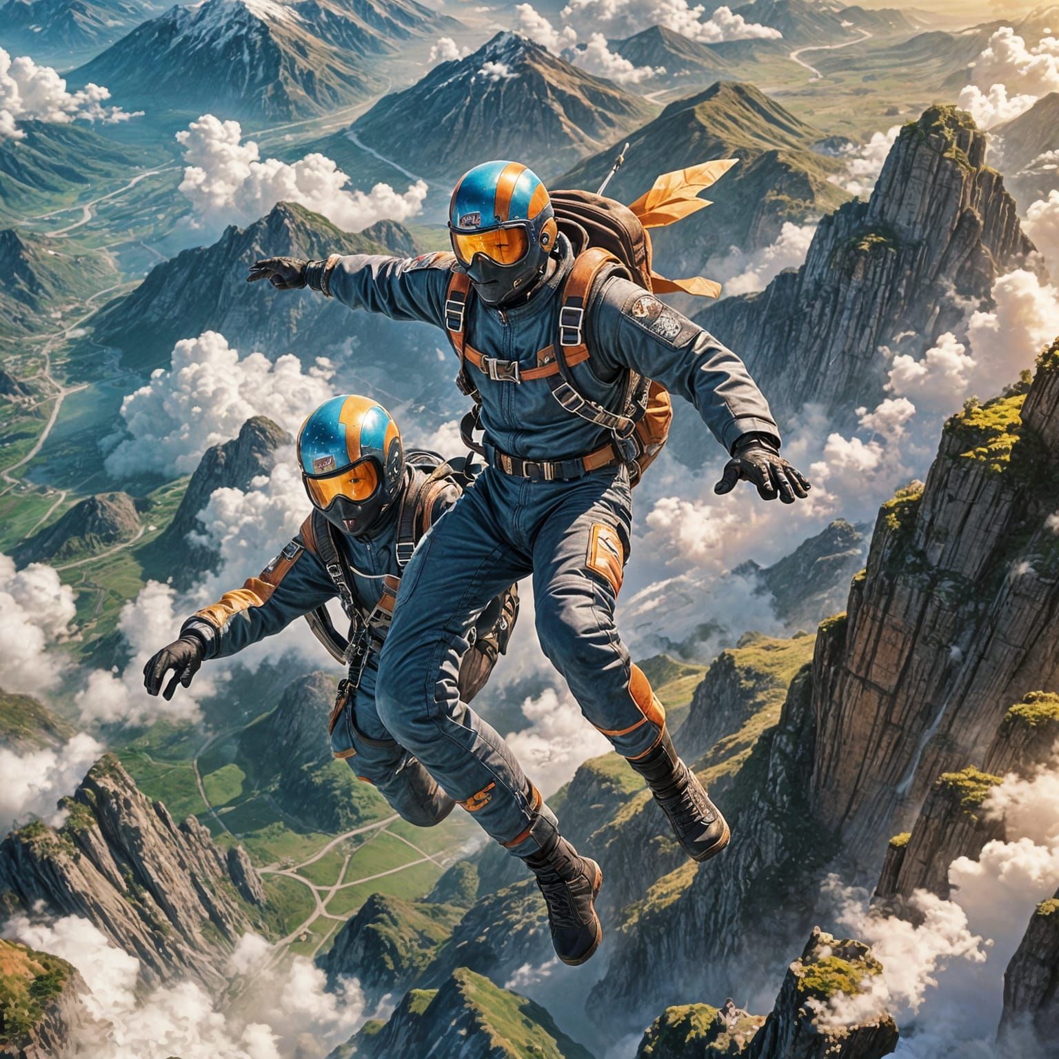 Anime Style Skydiver in Detailed 3D Art