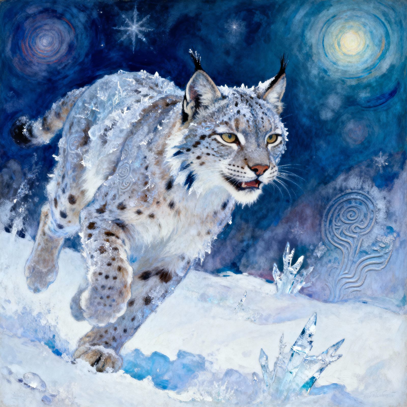 Maximalist Snow Lynx Close-Up Masterwork
