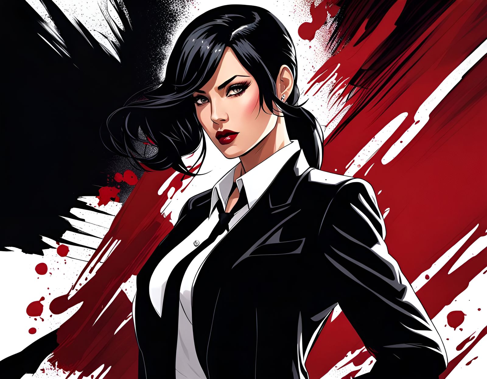 Mafia Boss in Comic Style, Blood Stain Detail