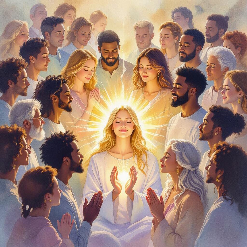 Inner Peace and Harmony: Diverse People Radiating Light