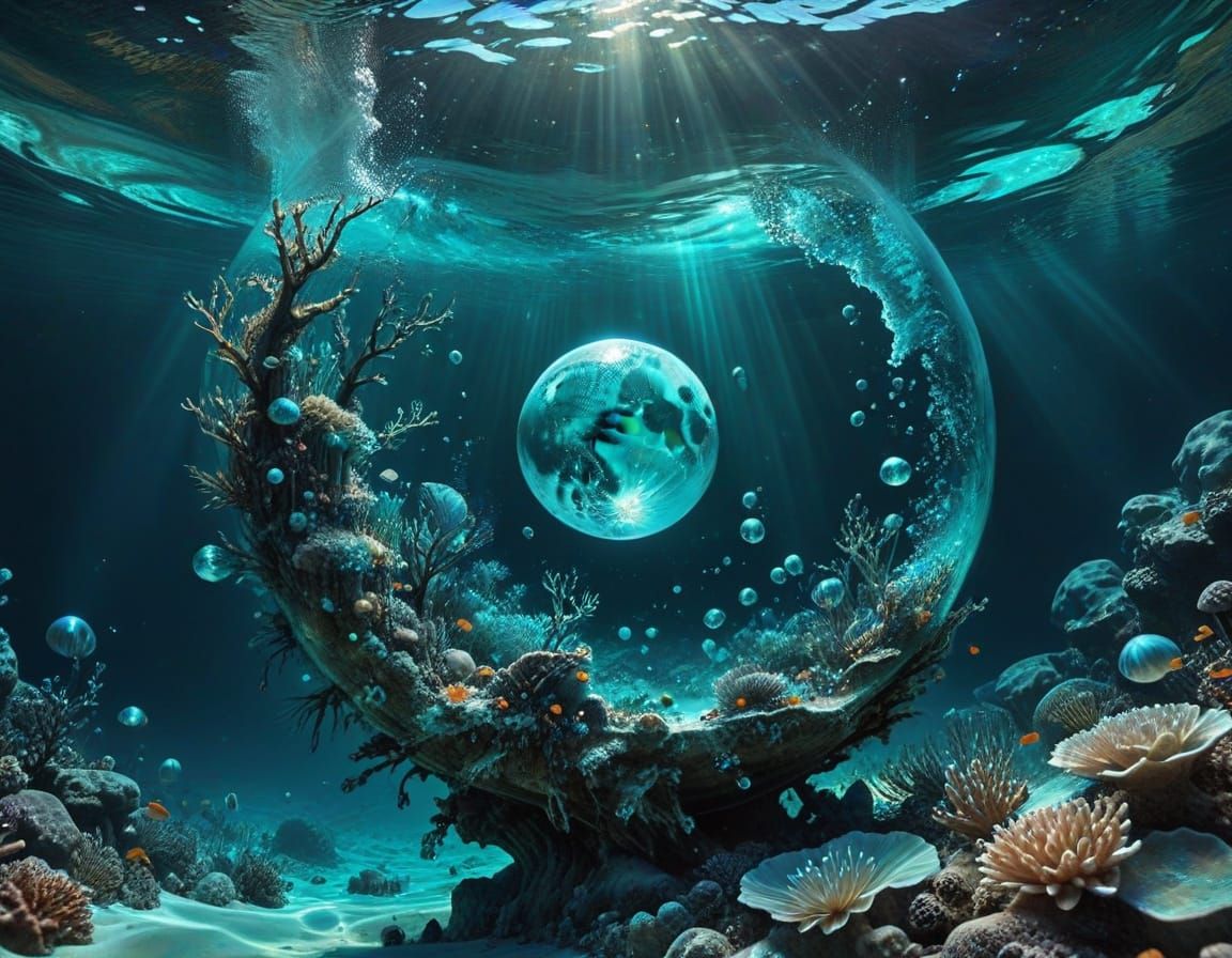 Underwater Moon Treasure in Turquoise Water