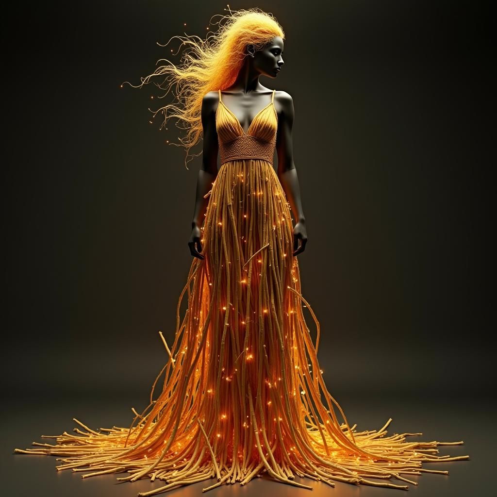 Dress of Broomsticks with Golden Hair