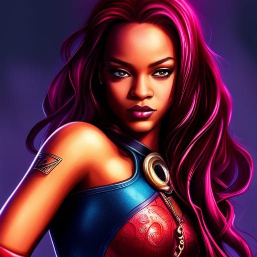 Rihanna as Starfire in Hyperrealistic Portrait